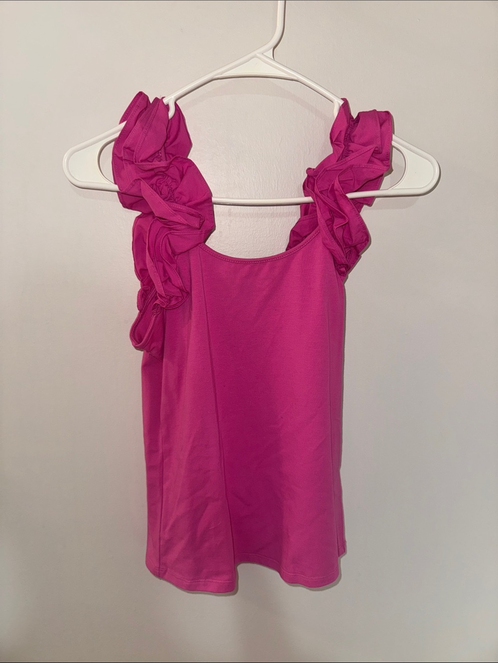 French Connection Ruffled Shoulder Sleeveless Tank Top - Fuchsia
